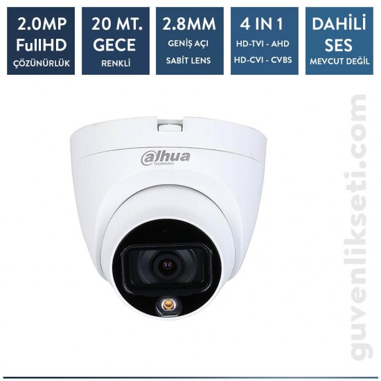Dahua HAC-HDW1209TLQ-LED-0280B-S2 2mp Full Color HDCVI IR Dome Kamera